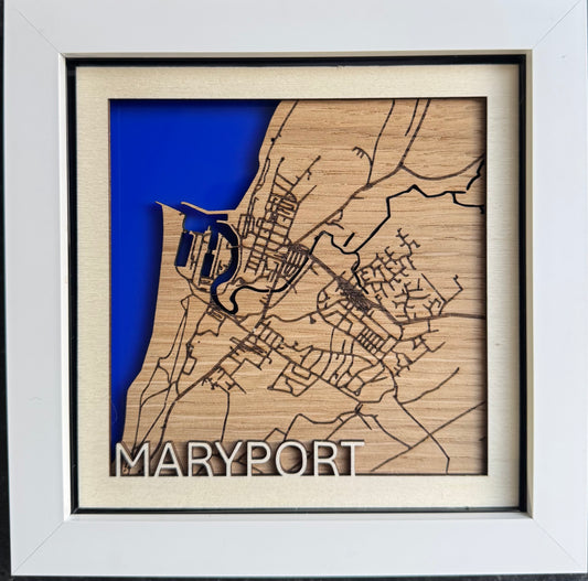 Maryport Laser-Engraved Map (6x6)